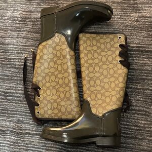 Coach Brown and Tan Monogram Boots